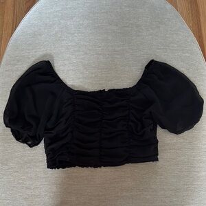 Altar'd State Black Puff Sleeve Crop Top
